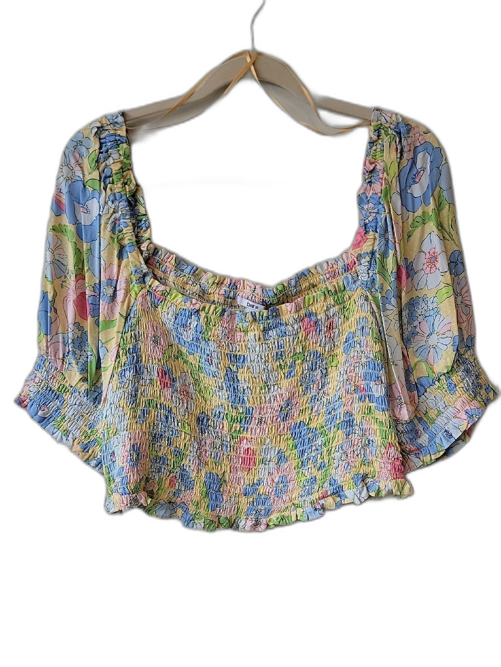 Bar III Spring Summer Floral Crop Top Blue Pink Size XXL Coquette